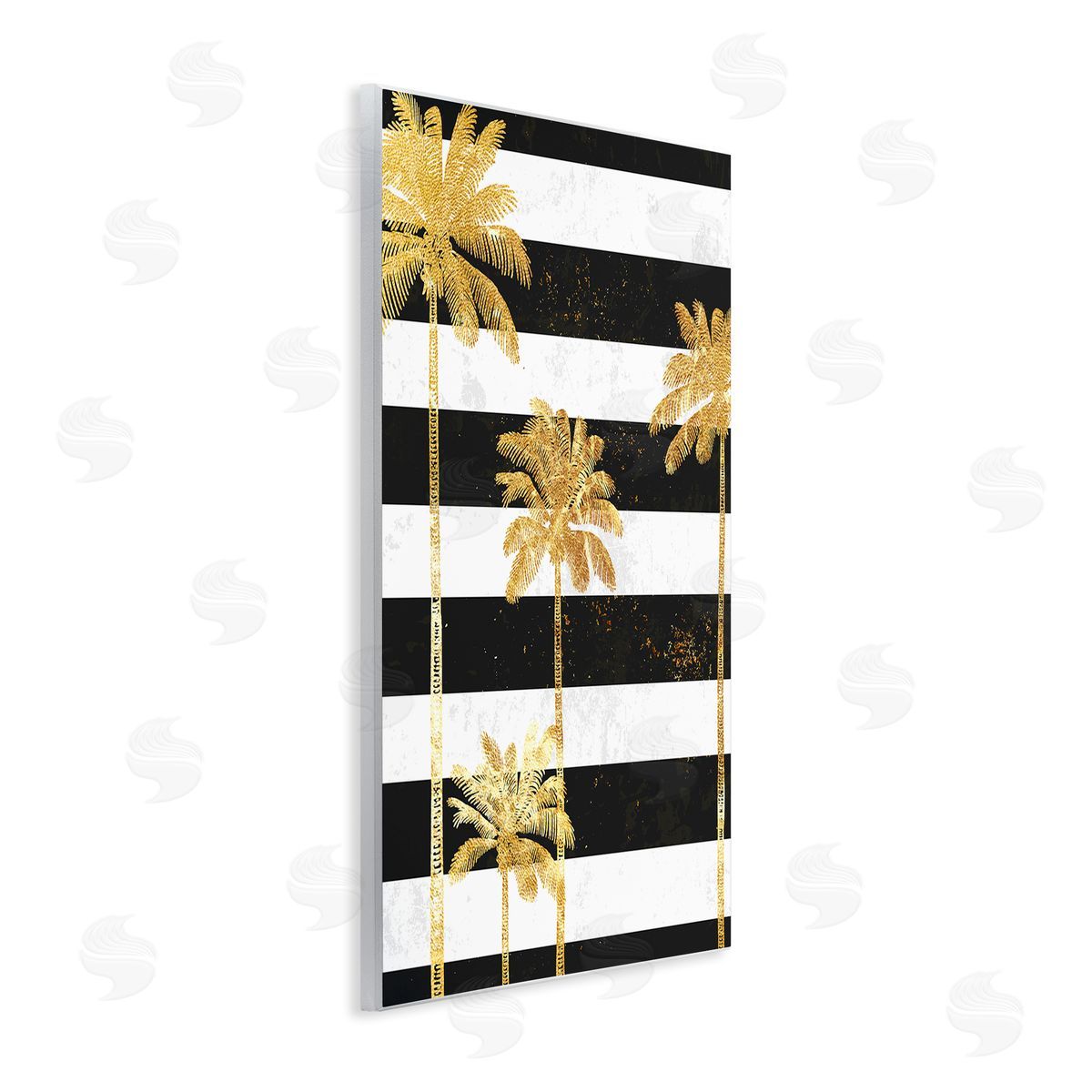 Ziwei Li Golden Palm Trees Bold Stripes Wall Plaque Art