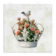 Ziwei Li | Bird Perched on Crown Rose Bouquet