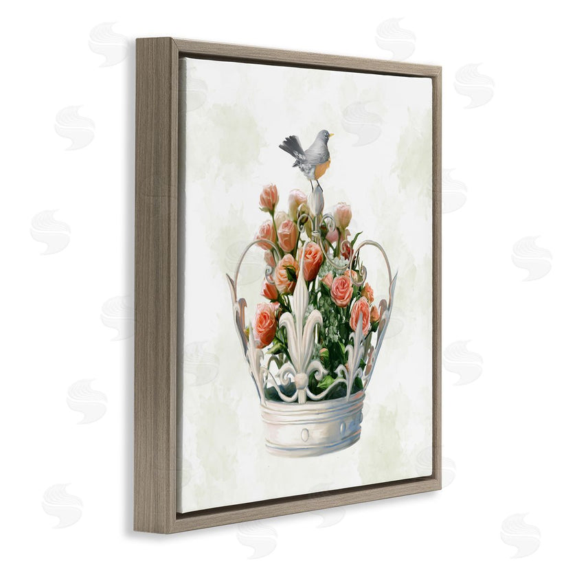 Ziwei Li | Bird Perched on Crown Rose Bouquet