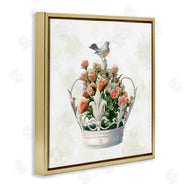 Ziwei Li | Bird Perched on Crown Rose Bouquet