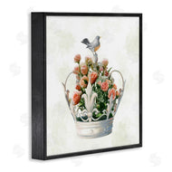 Ziwei Li | Bird Perched on Crown Rose Bouquet