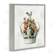 Ziwei Li | Bird Perched on Crown Rose Bouquet