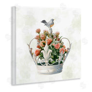 Ziwei Li | Bird Perched on Crown Rose Bouquet