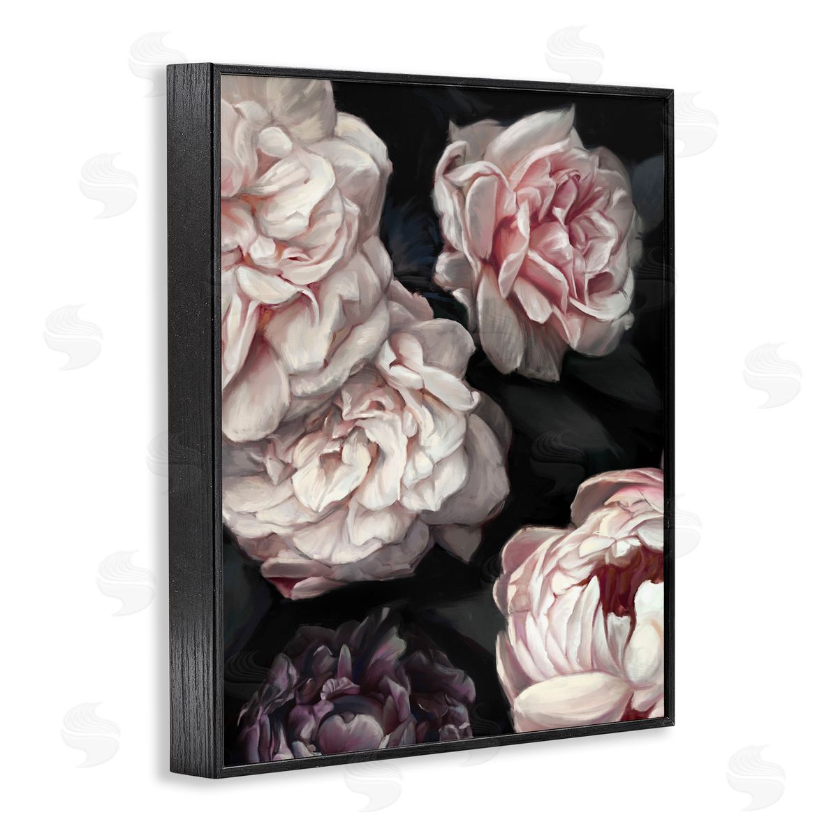 Ziwei Li Clustered Pink and White Flowers Black Framed Giclee Wall Art