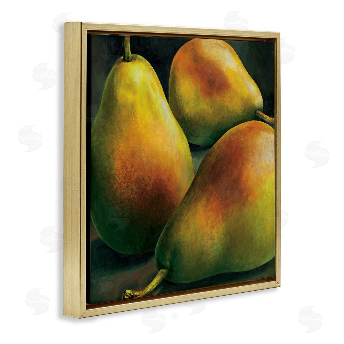 Stefania Mottinelli Yellow Pear Realistic Painting Gold Floater Frame Canvas Art