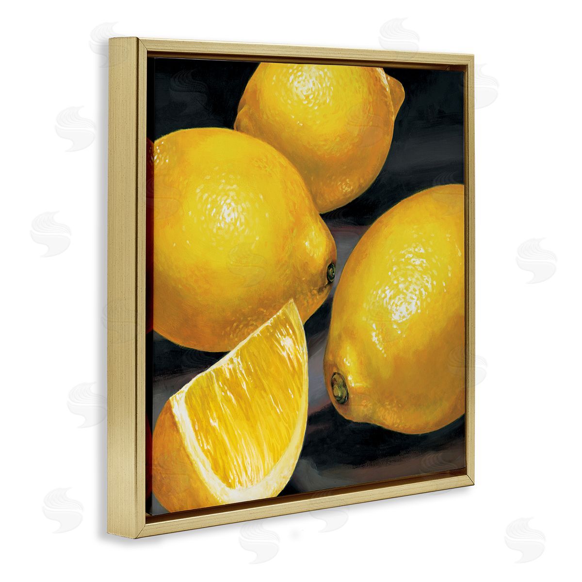 Stefania Mottinelli Yellow Lemons Hyperrealism Painting Gold Floater Frame Canvas Art
