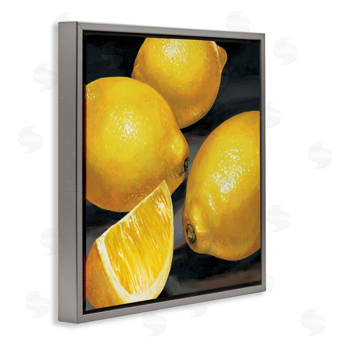 Stefania Mottinelli Yellow Lemons Hyperrealism Painting Gray Floater Frame Canvas Art