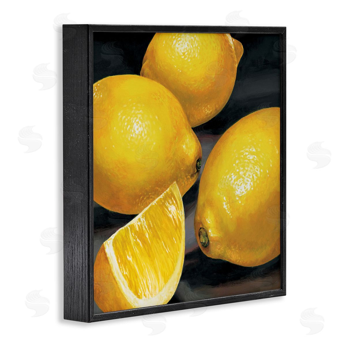 Stefania Mottinelli Yellow Lemons Hyperrealism Painting Black Framed Giclee Wall Art