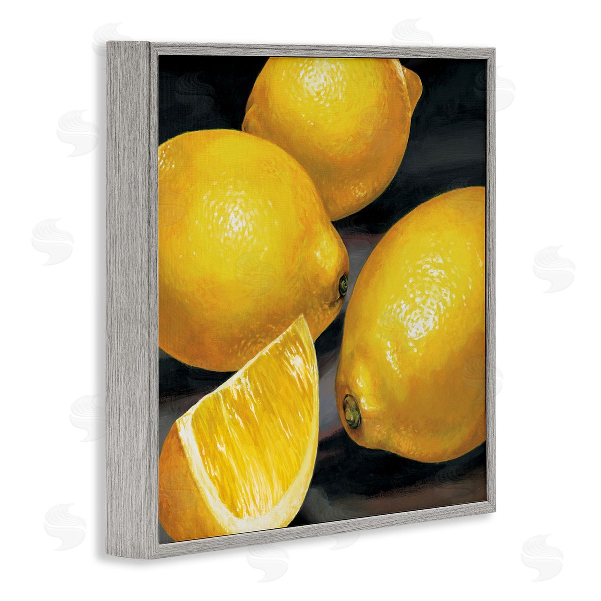 Stefania Mottinelli Yellow Lemons Hyperrealism Painting Gray Framed Giclee Wall Art