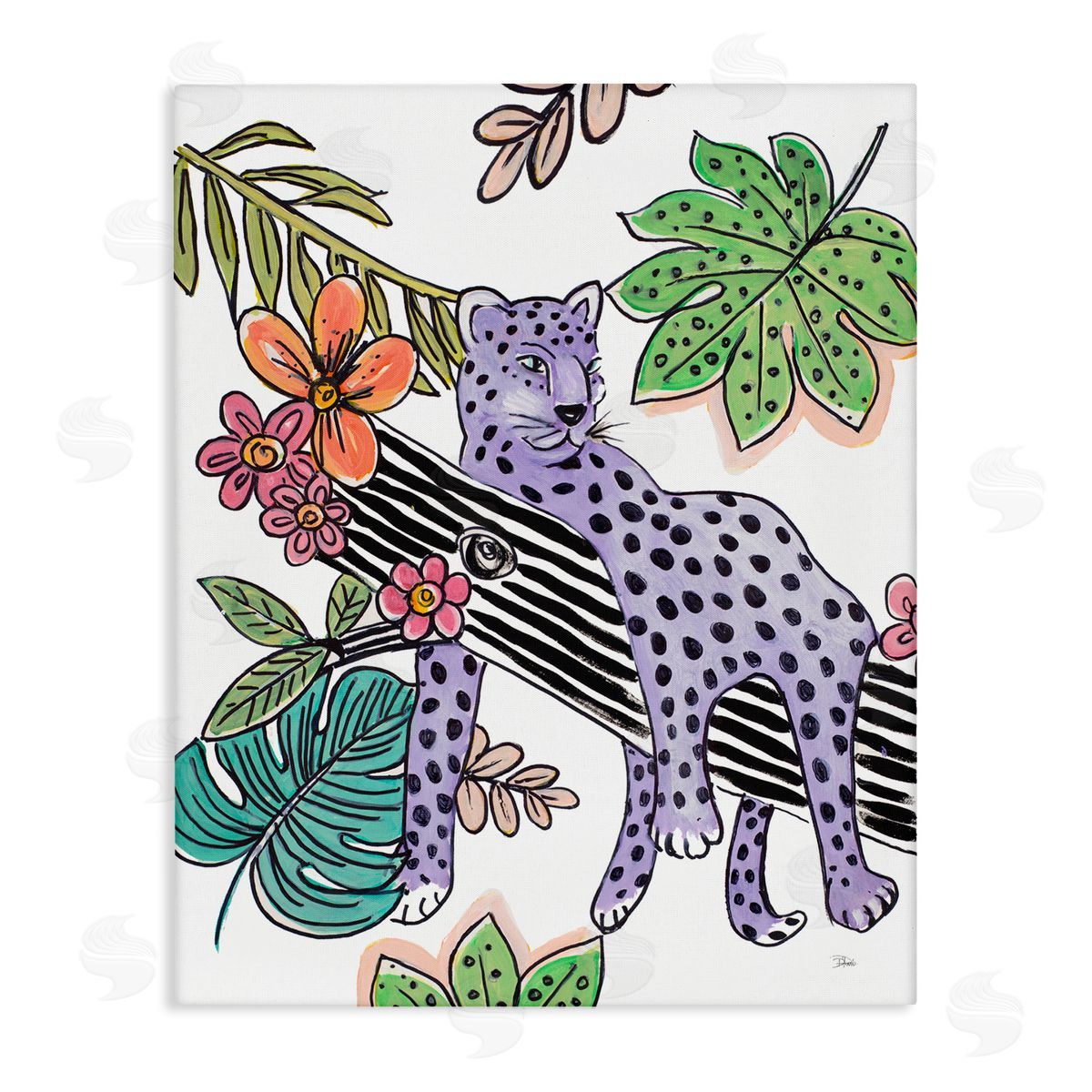 Patricia Pinto Abstract Purple Leopard Jungle Tree Canvas Wall Art
