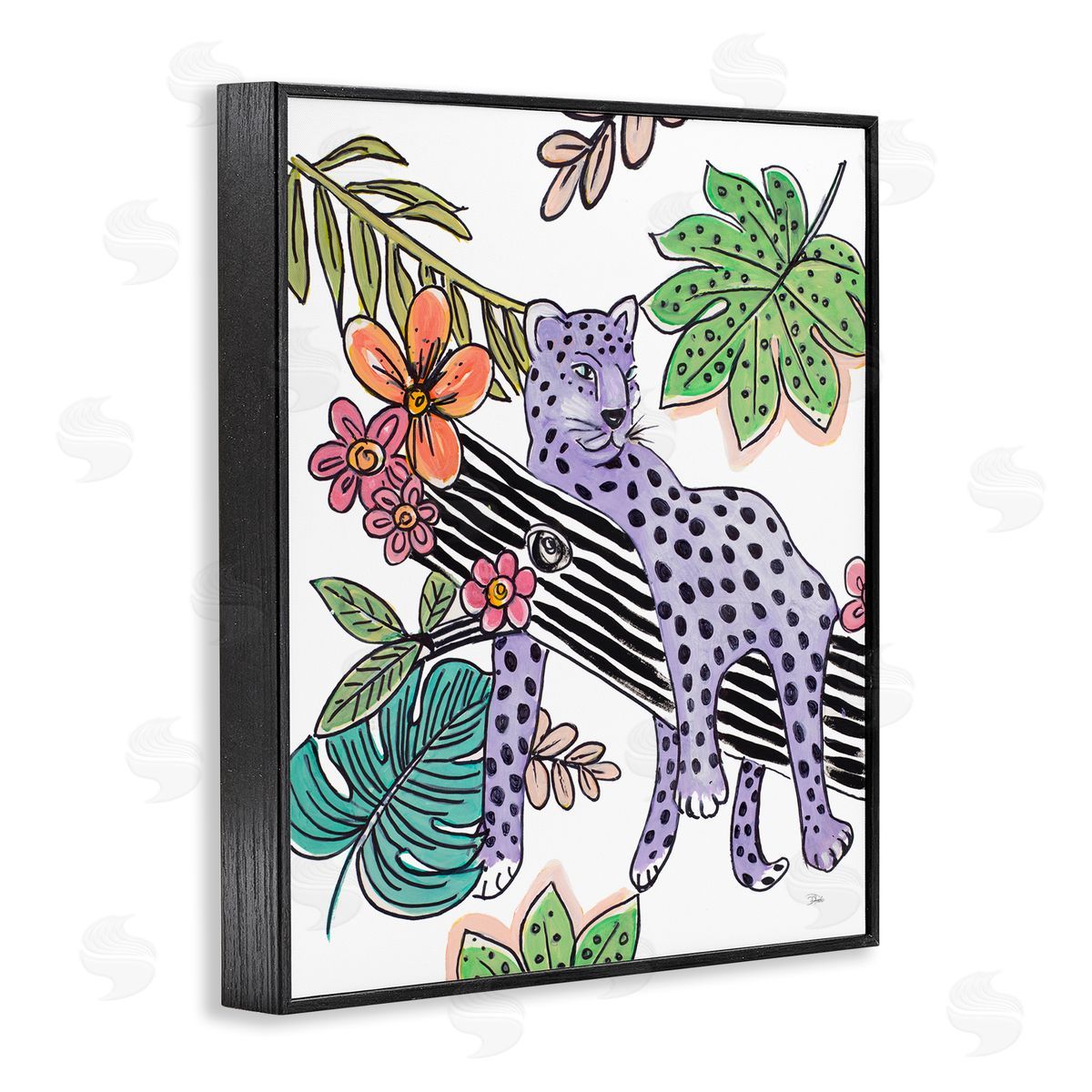 Patricia Pinto Abstract Purple Leopard Jungle Tree Black Framed Giclee Wall Art