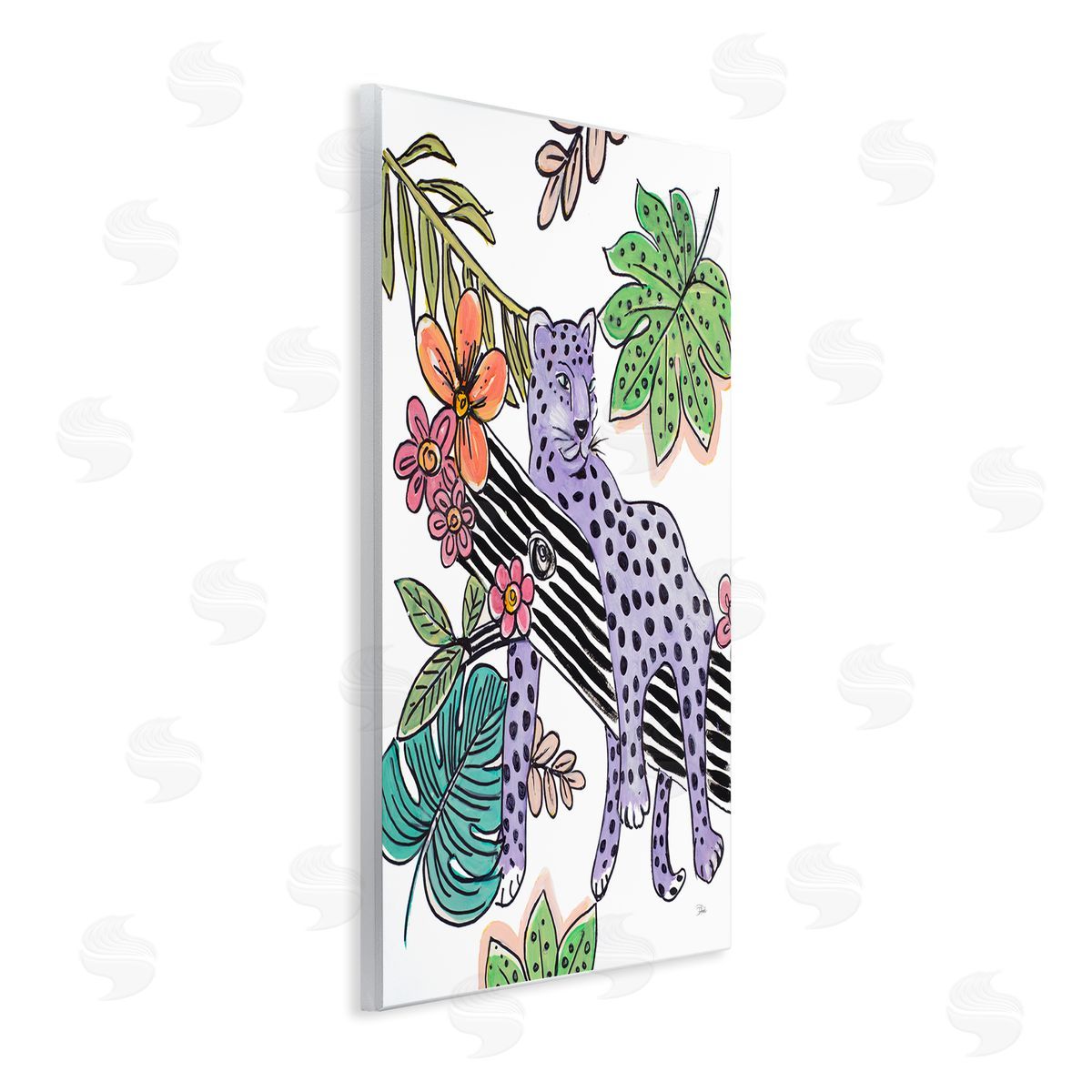 Patricia Pinto Abstract Purple Leopard Jungle Tree Wall Plaque Art
