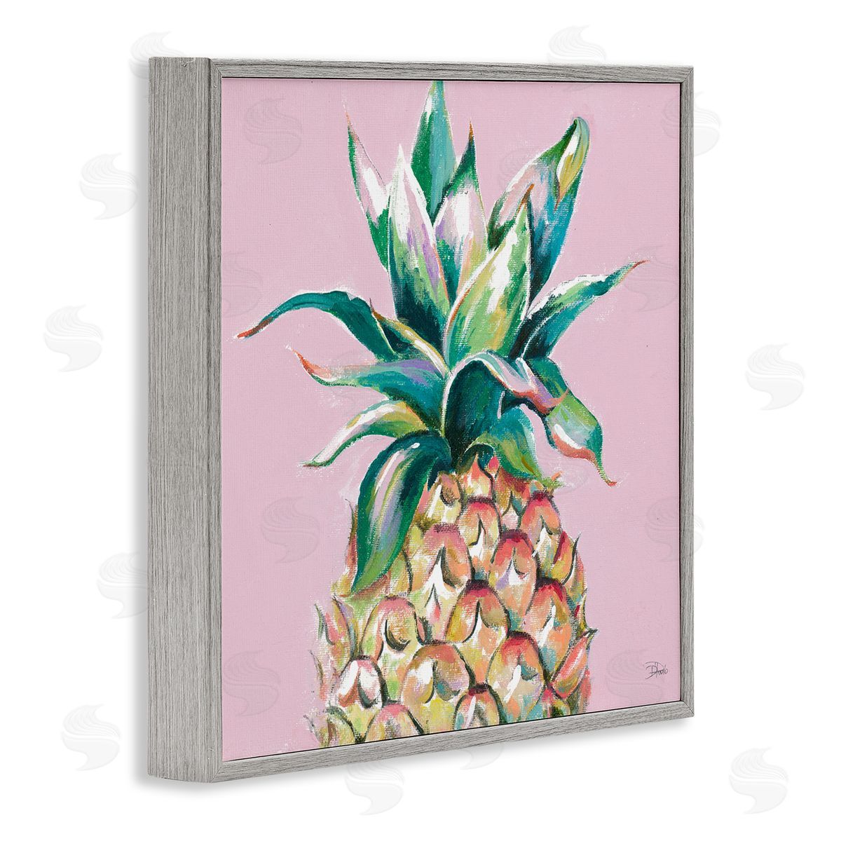 Patricia Pinto Cropped Pineapple Pink Color Pop Gray Framed Giclee Wall Art
