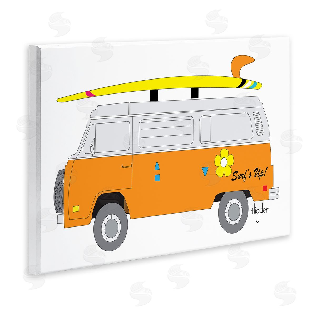 Mark Higden Retro Orange Beach Cruiser Surf Wall Plaque Art