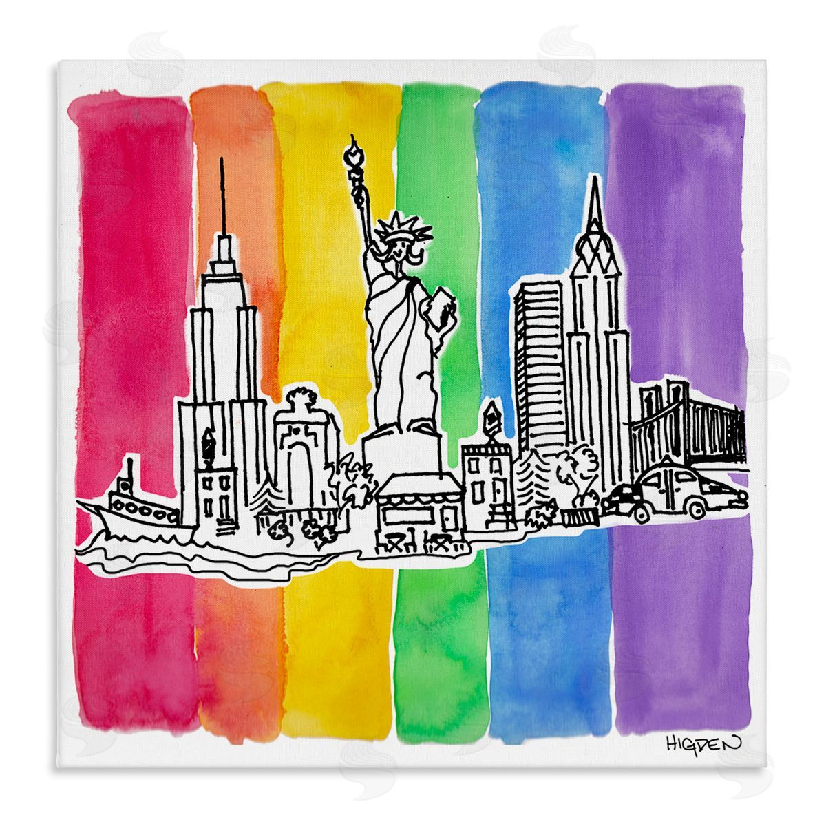 Mark Higden New York City Skyline Rainbow Canvas Wall Art