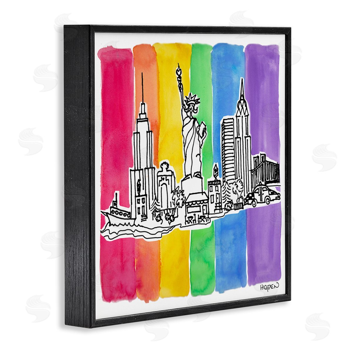 Mark Higden New York City Skyline Rainbow Black Framed Giclee Wall Art