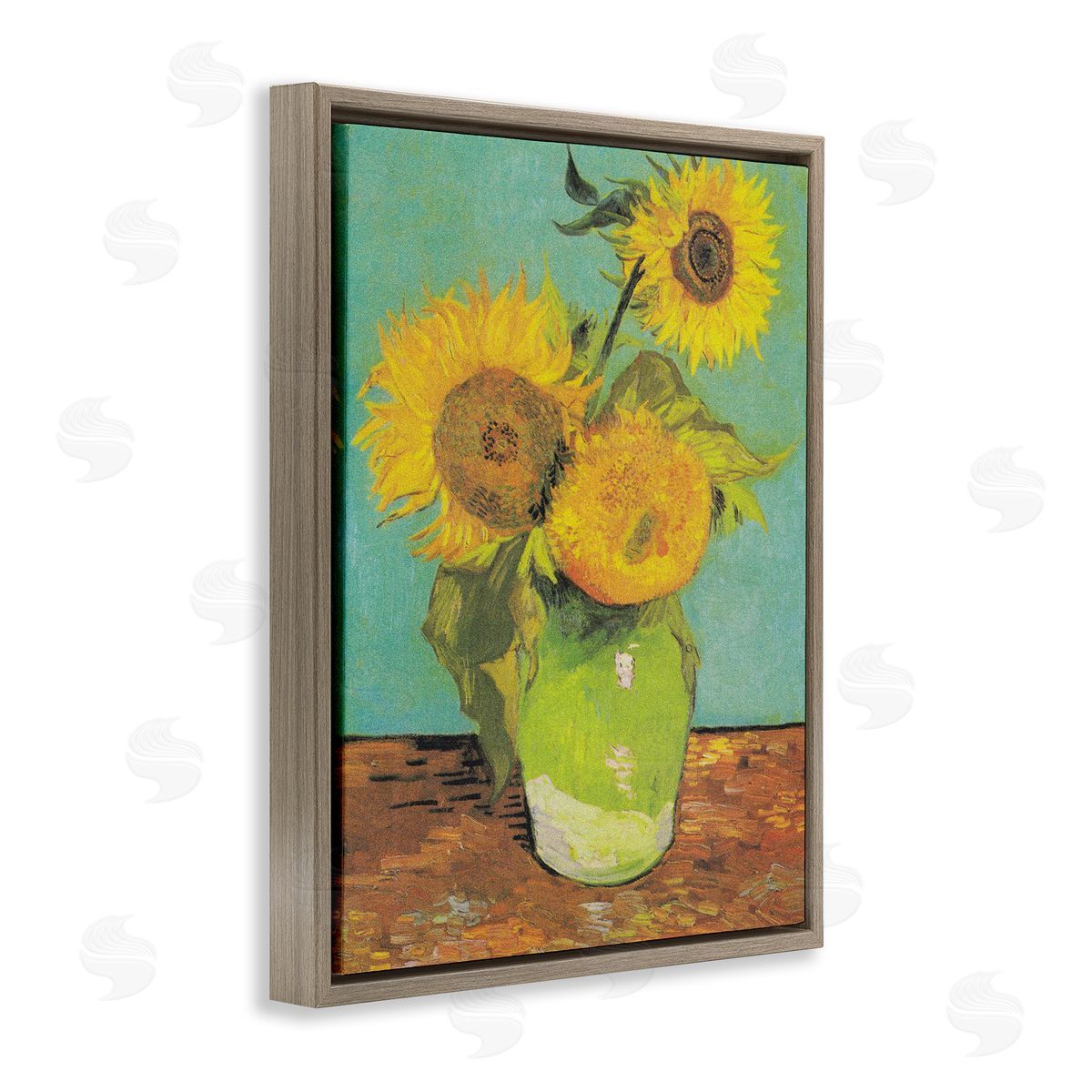 Vincent Van Gogh Traditional Sunflower Painting Van Gogh Brown Floater Frame Canvas Art