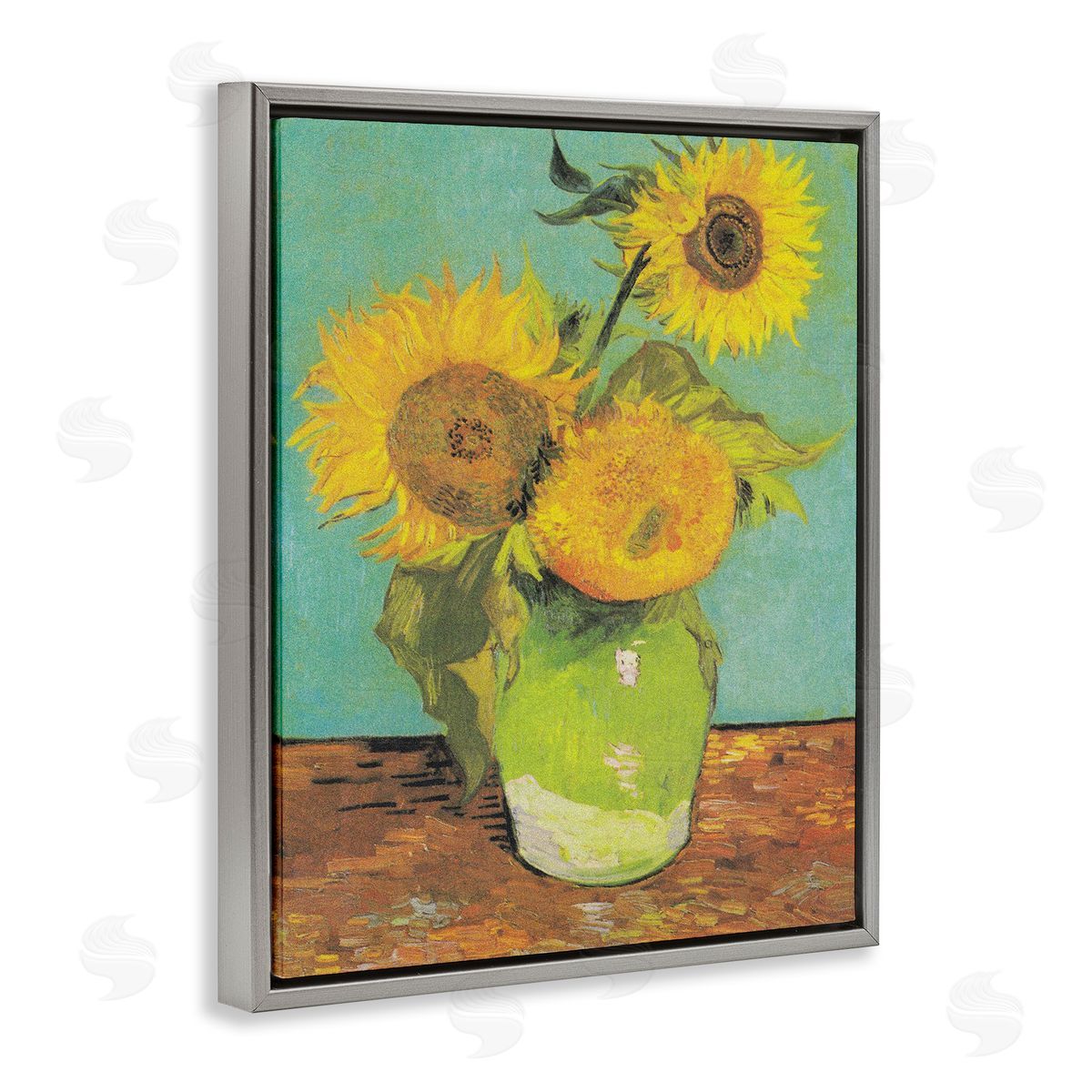 Vincent Van Gogh Traditional Sunflower Painting Van Gogh Gray Floater Frame Canvas Art