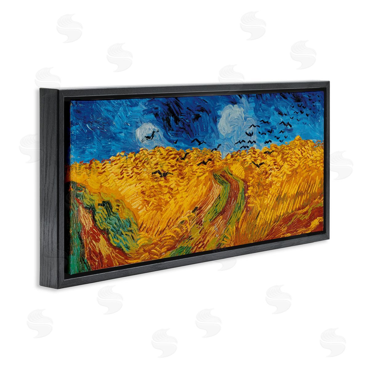 Wheat Field with Crows Classic Black Floating Frame Canvas Wall Art, Home Decor by Vincent Van Gogh