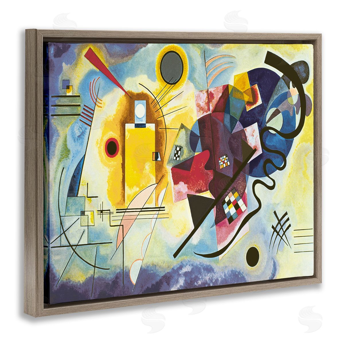 Wassily Kandinsky Classic Kandinsky Abstraction Yellow Red Blue Brown Floater Frame Canvas Art