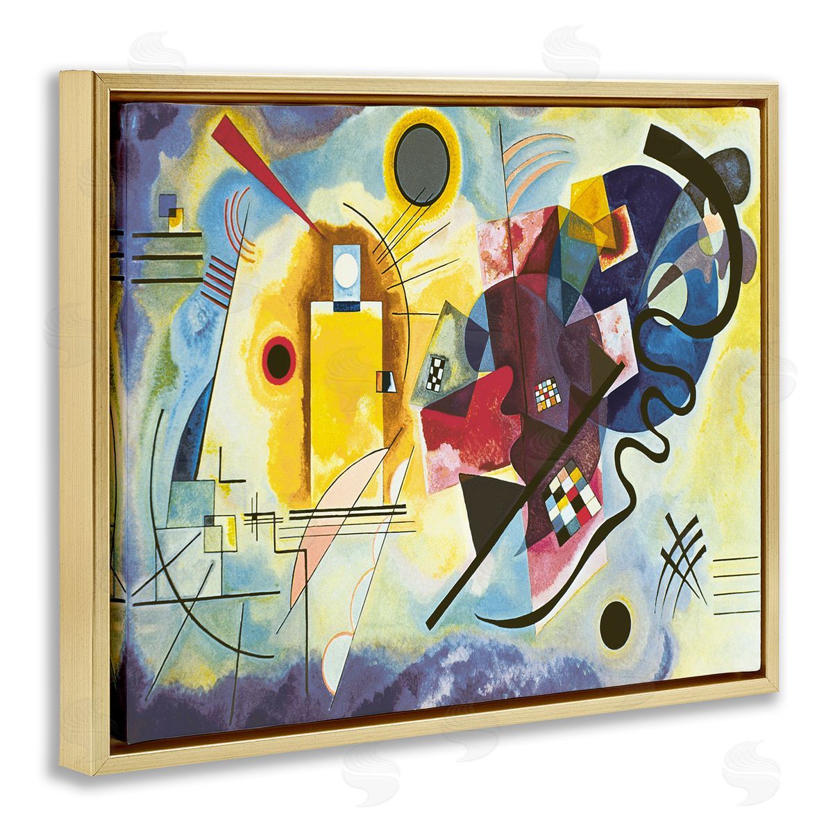 Wassily Kandinsky Classic Kandinsky Abstraction Yellow Red Blue Gold Floater Frame Canvas Art