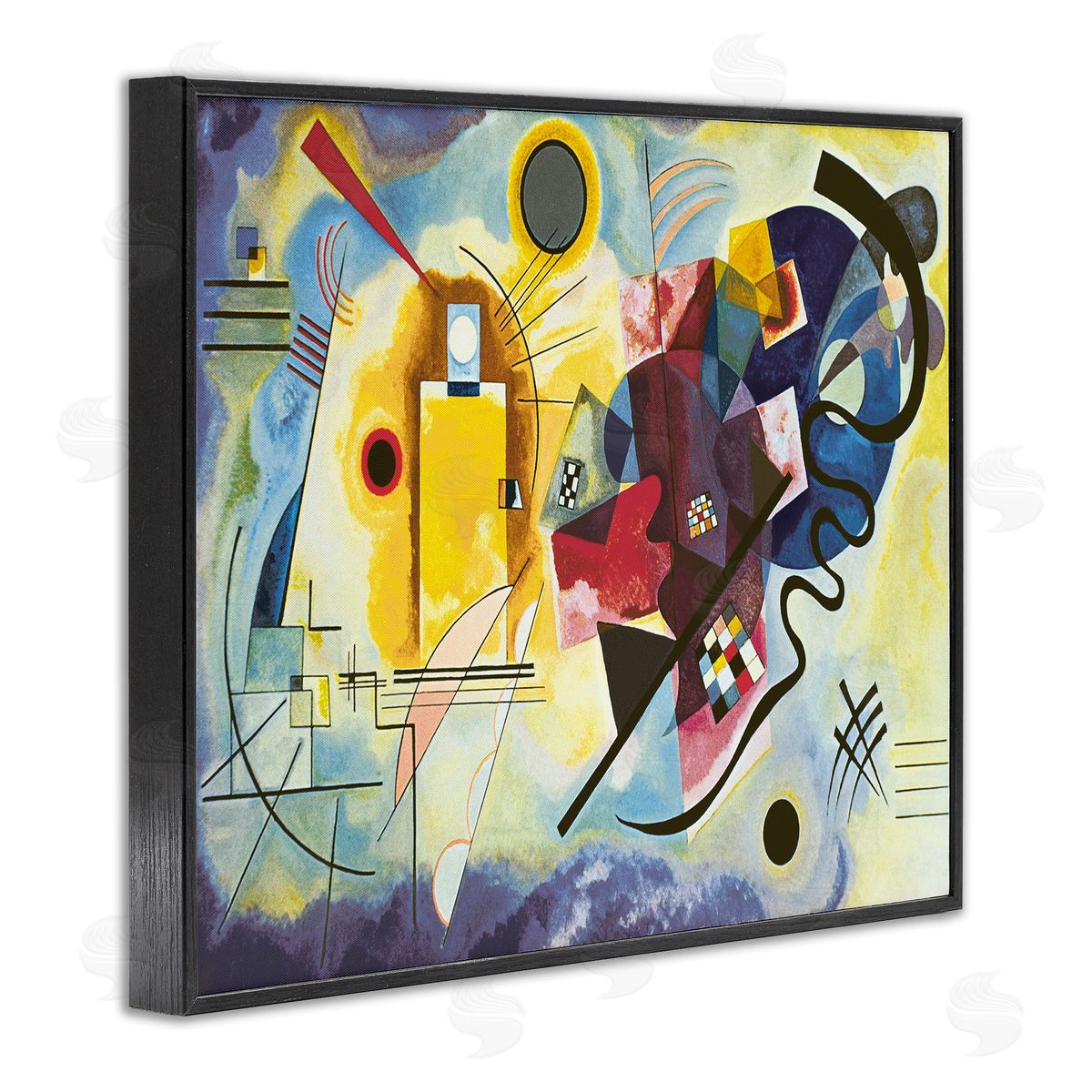 Wassily Kandinsky Classic Kandinsky Abstraction Yellow Red Blue Black Framed Giclee Wall Art