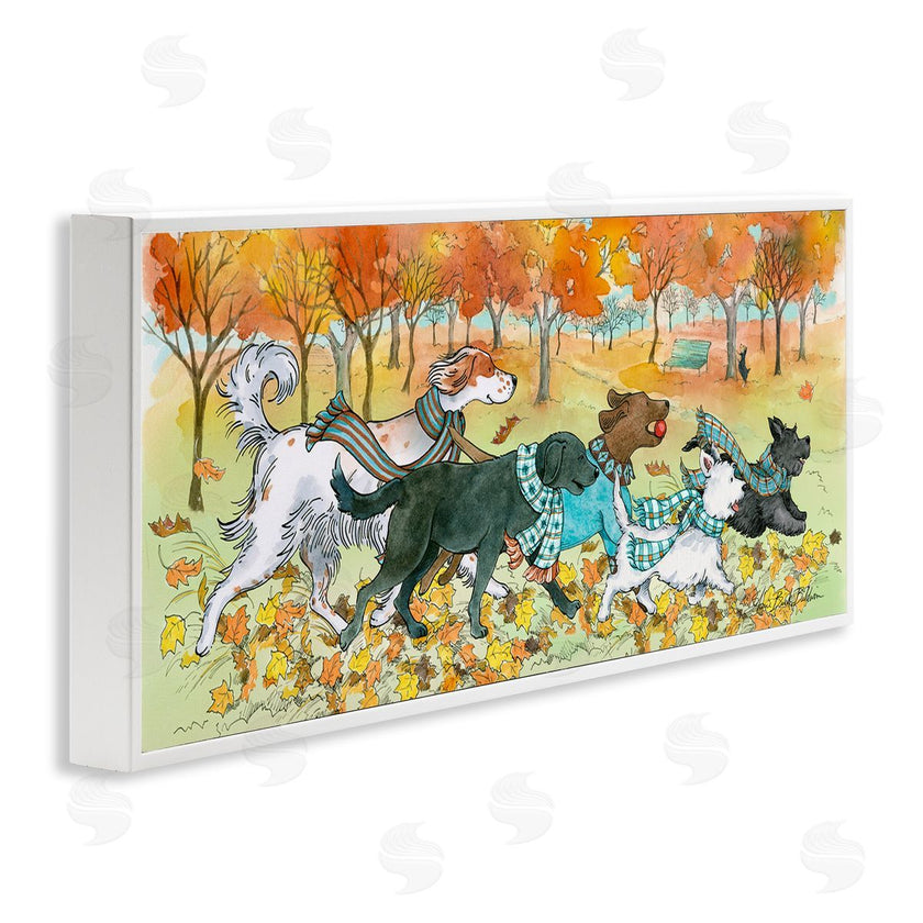 Sherri Buck Baldwin | Dogs Running in Autumn Leaves