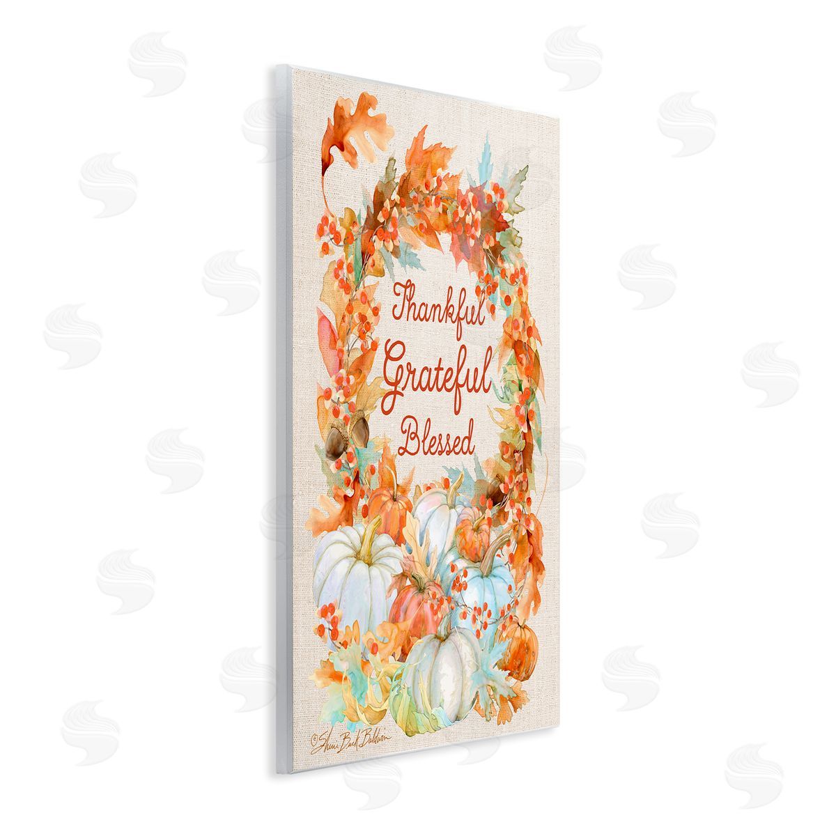 Sherri Buck Baldwin Thankful Grateful Blessed Autumn Harvest Wall Plaque Art