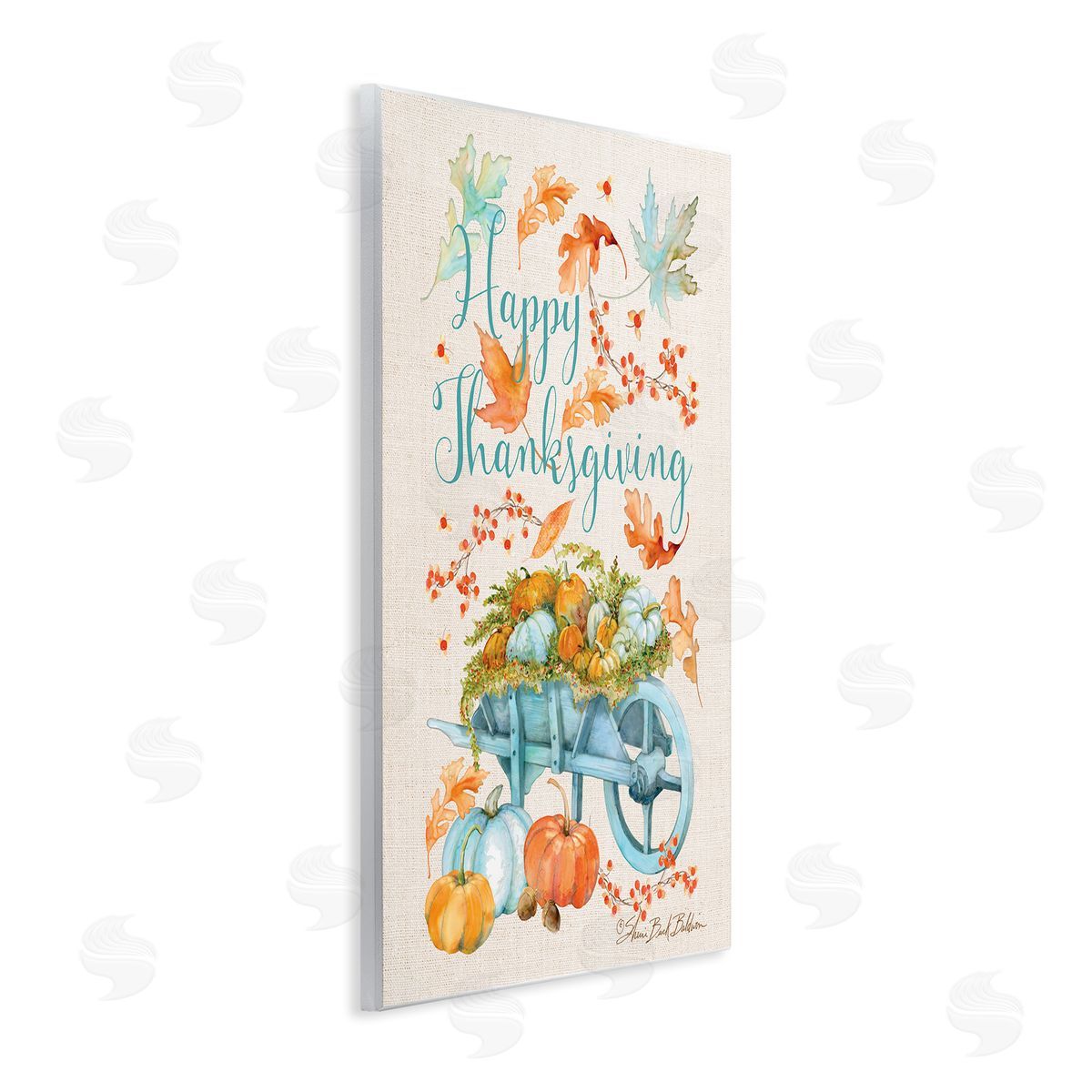 Sherri Buck Baldwin Happy Thanksgiving Pumpkin Wagon Wall Plaque Art