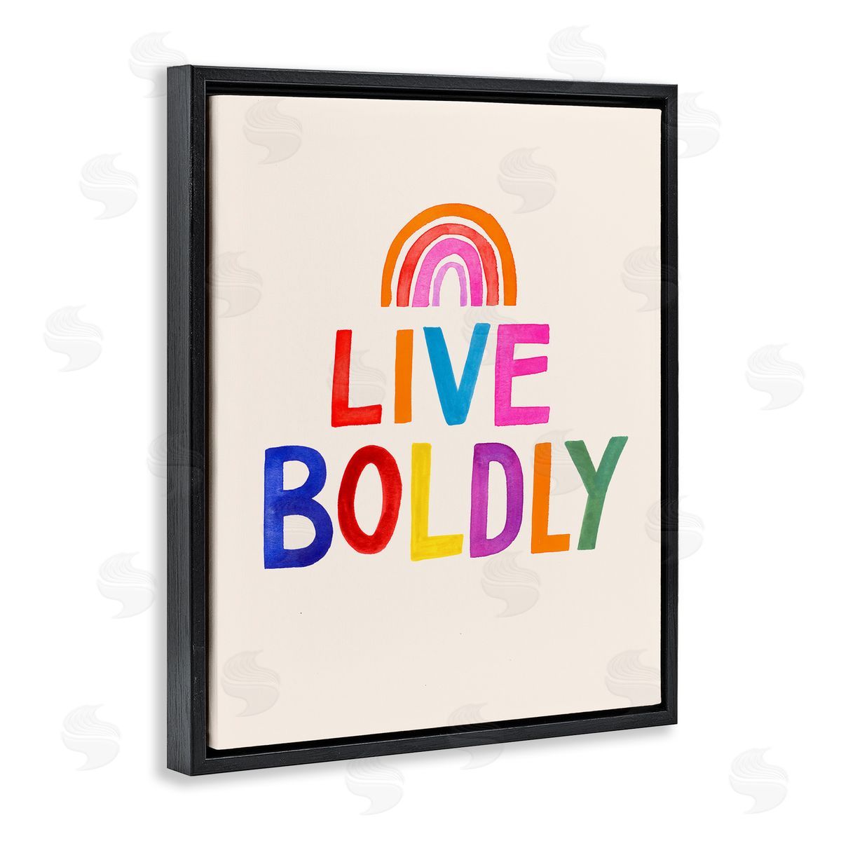 Victoria Barnes Live Boldly Rainbow Letters Black Floater Frame Canvas Art