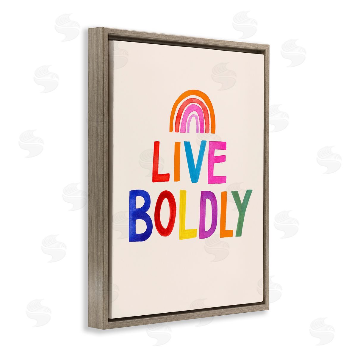Victoria Barnes Live Boldly Rainbow Letters Brown Floater Frame Canvas Art