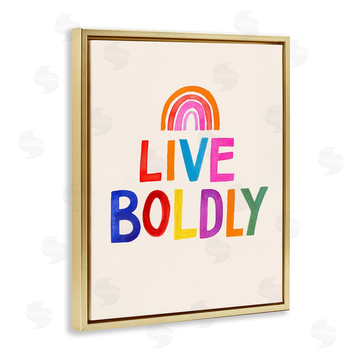 Victoria Barnes Live Boldly Rainbow Letters Gold Floater Frame Canvas Art