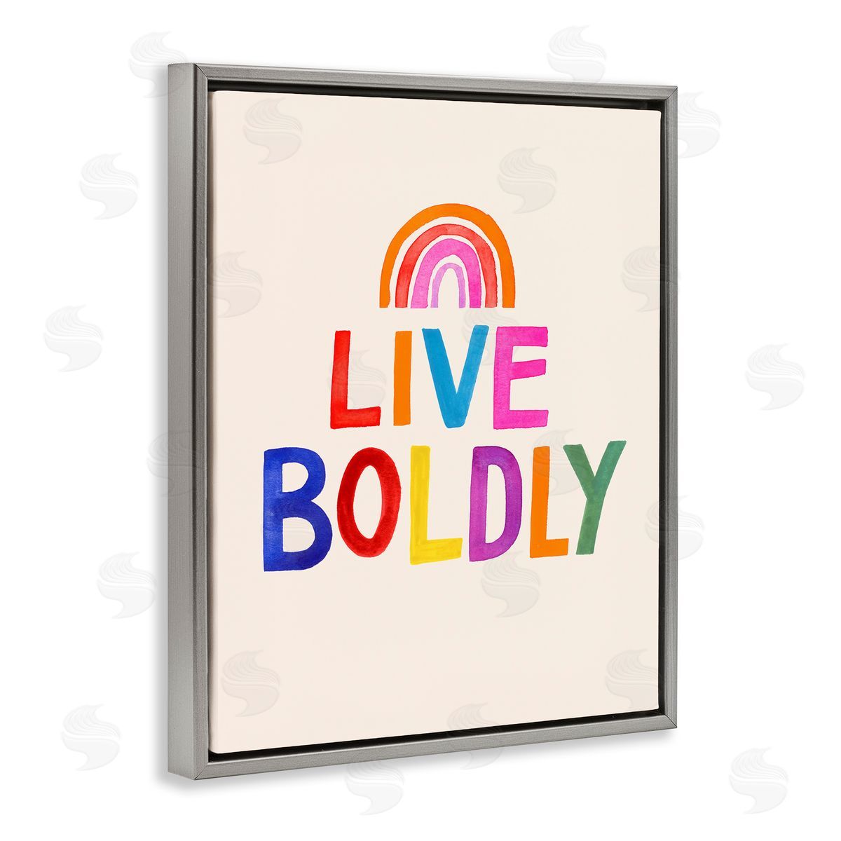 Victoria Barnes Live Boldly Rainbow Letters Gray Floater Frame Canvas Art