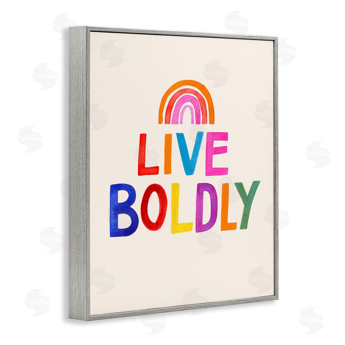 Victoria Barnes Live Boldly Rainbow Letters Gray Framed Giclee Wall Art