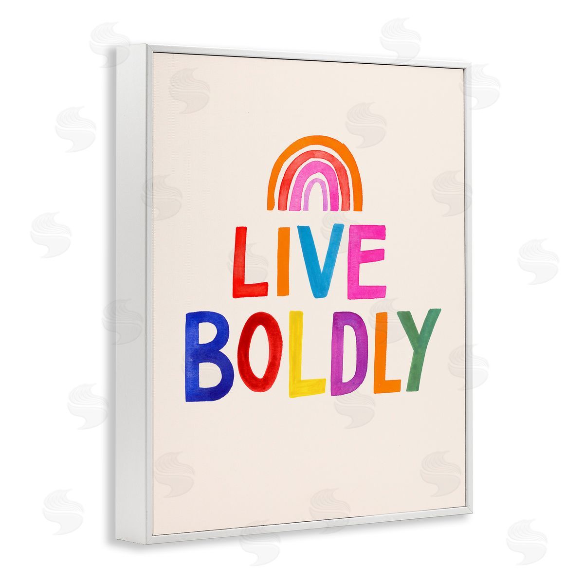 Victoria Barnes Live Boldly Rainbow Letters White Framed Giclee Wall Art