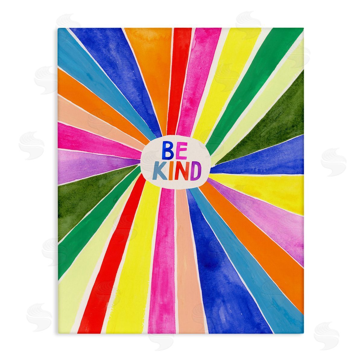Victoria Barnes Be Kind Rainbow Stripe Burst Canvas Wall Art