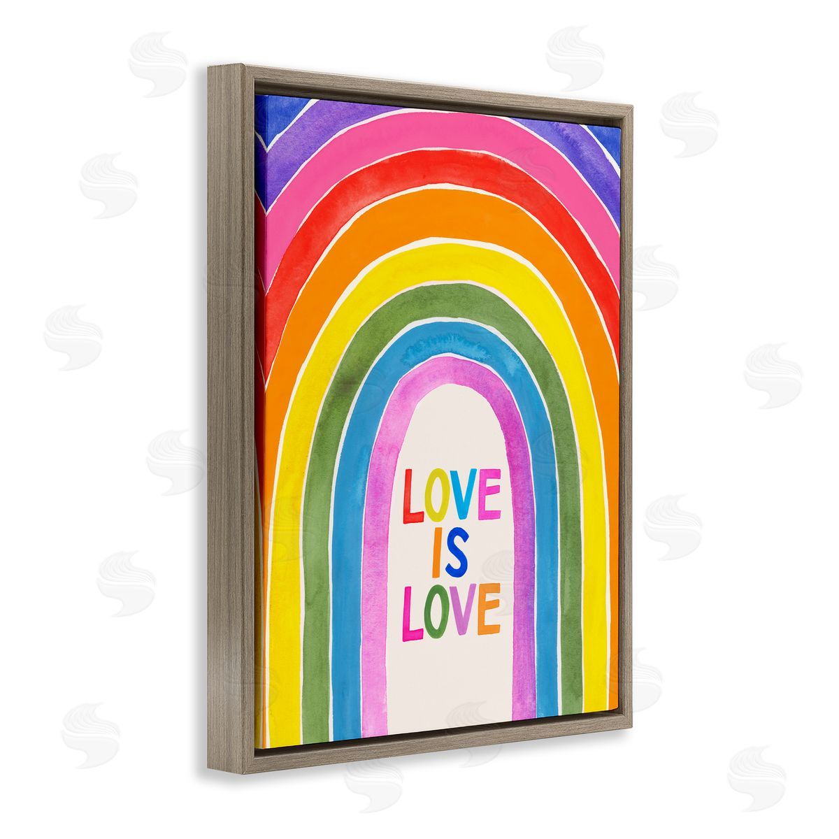 Victoria Barnes Love Is Love Rainbow Arches Brown Floater Frame Canvas Art