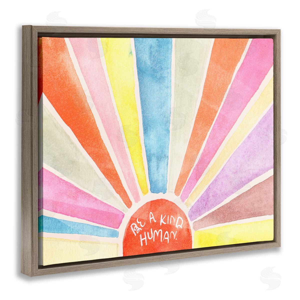 Jennifer Paxton Parker Be a Kind Human Sunbursts Brown Floater Frame Canvas Art