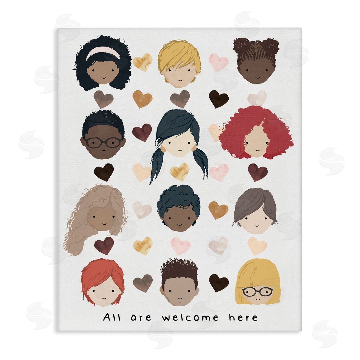 Erica Billups All Welcome Here Child Portraits Hearts Canvas Wall Art