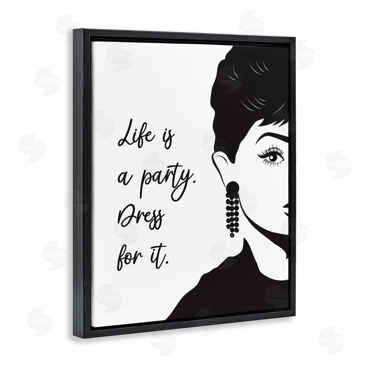 Martina Pavlova Life's a Party Glam Fashion Portrait Black Floater Frame Canvas Art