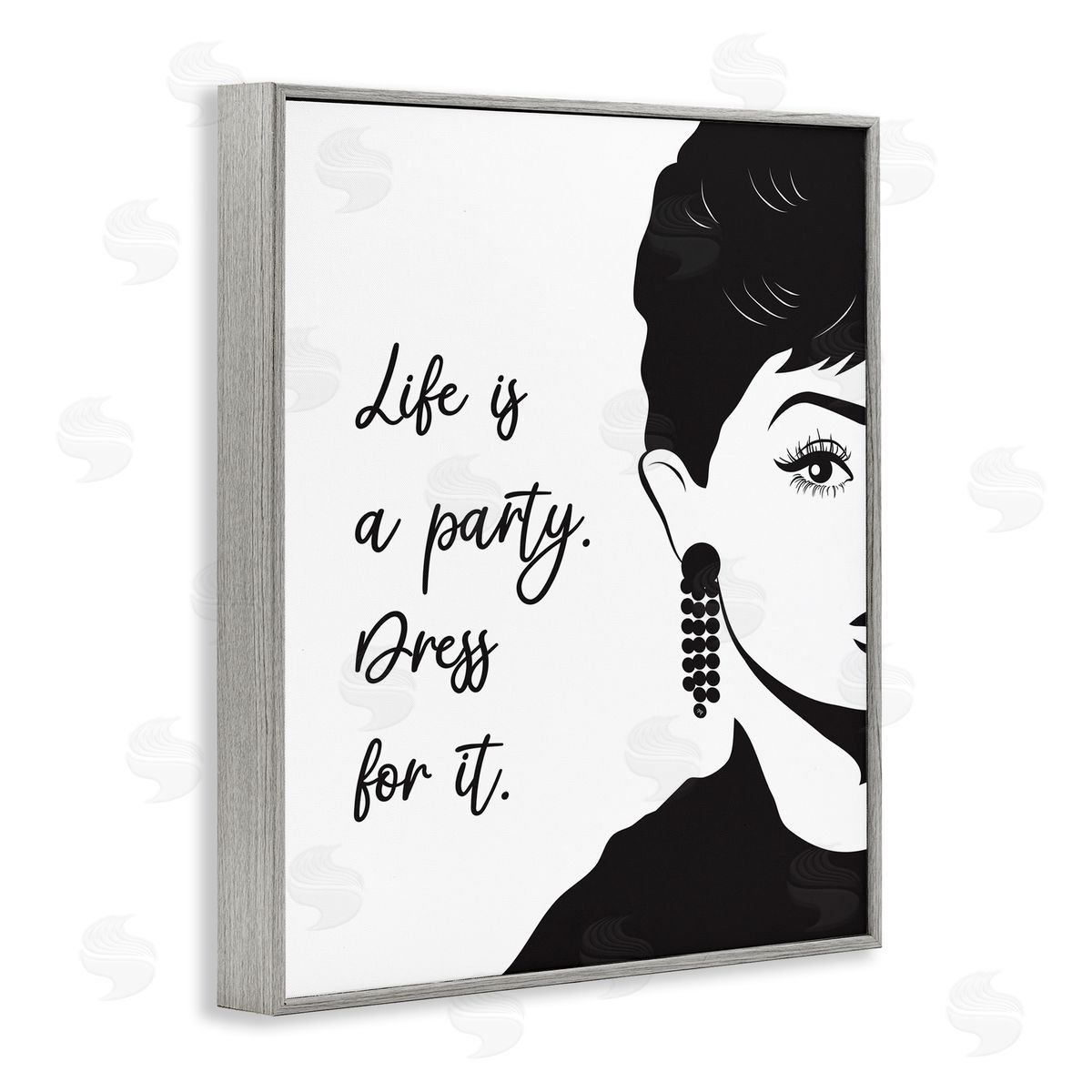 Martina Pavlova Life's a Party Glam Fashion Portrait Gray Framed Giclee Wall Art
