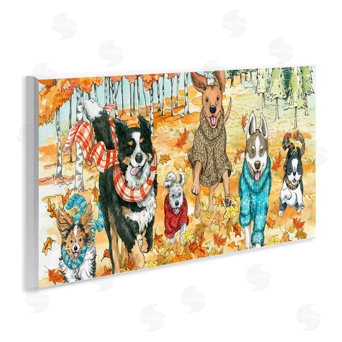 Autumn Dog Park Animals Running Wood Plaque Wall Art, Home Decor by Sherri Buck Baldwin