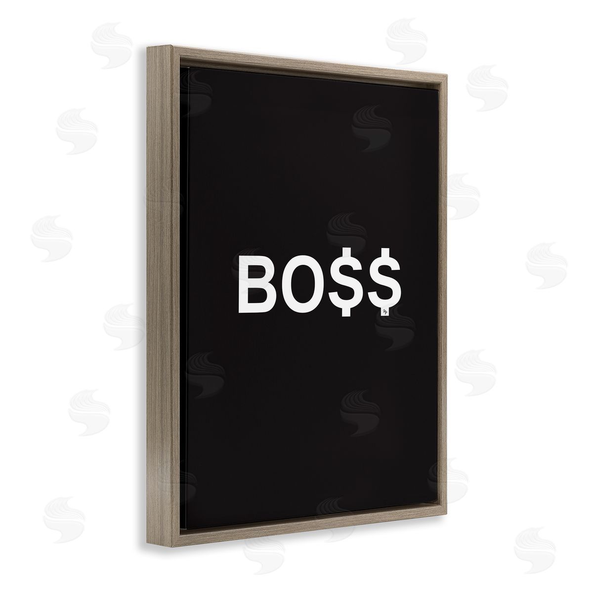 Martina Pavlova Boss Text Dollar Signs Brown Floater Frame Canvas Art