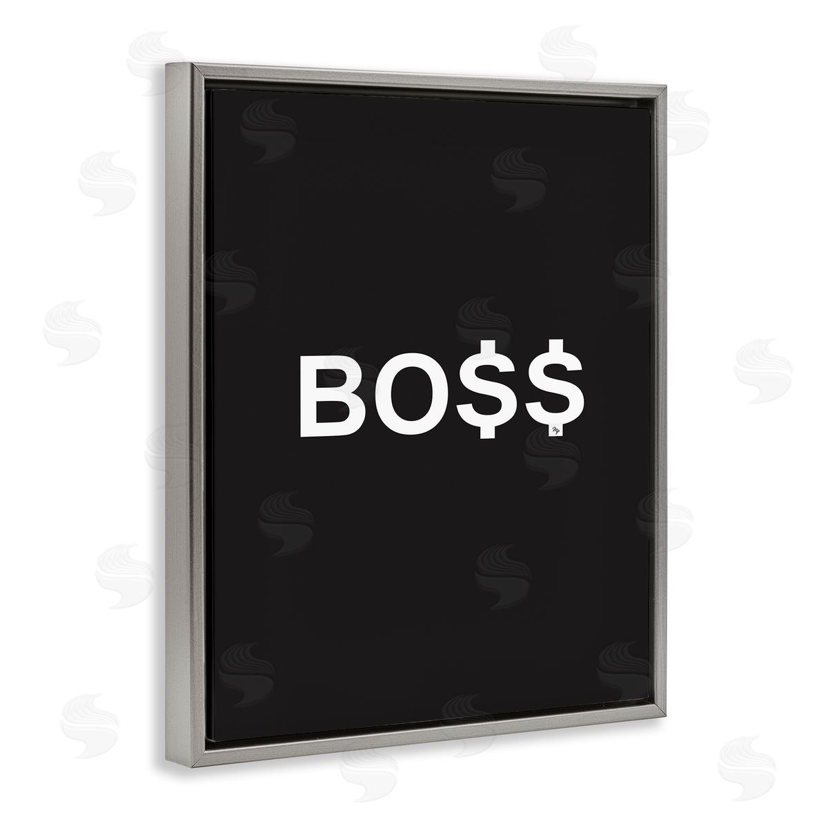Martina Pavlova Boss Text Dollar Signs Gray Floater Frame Canvas Art