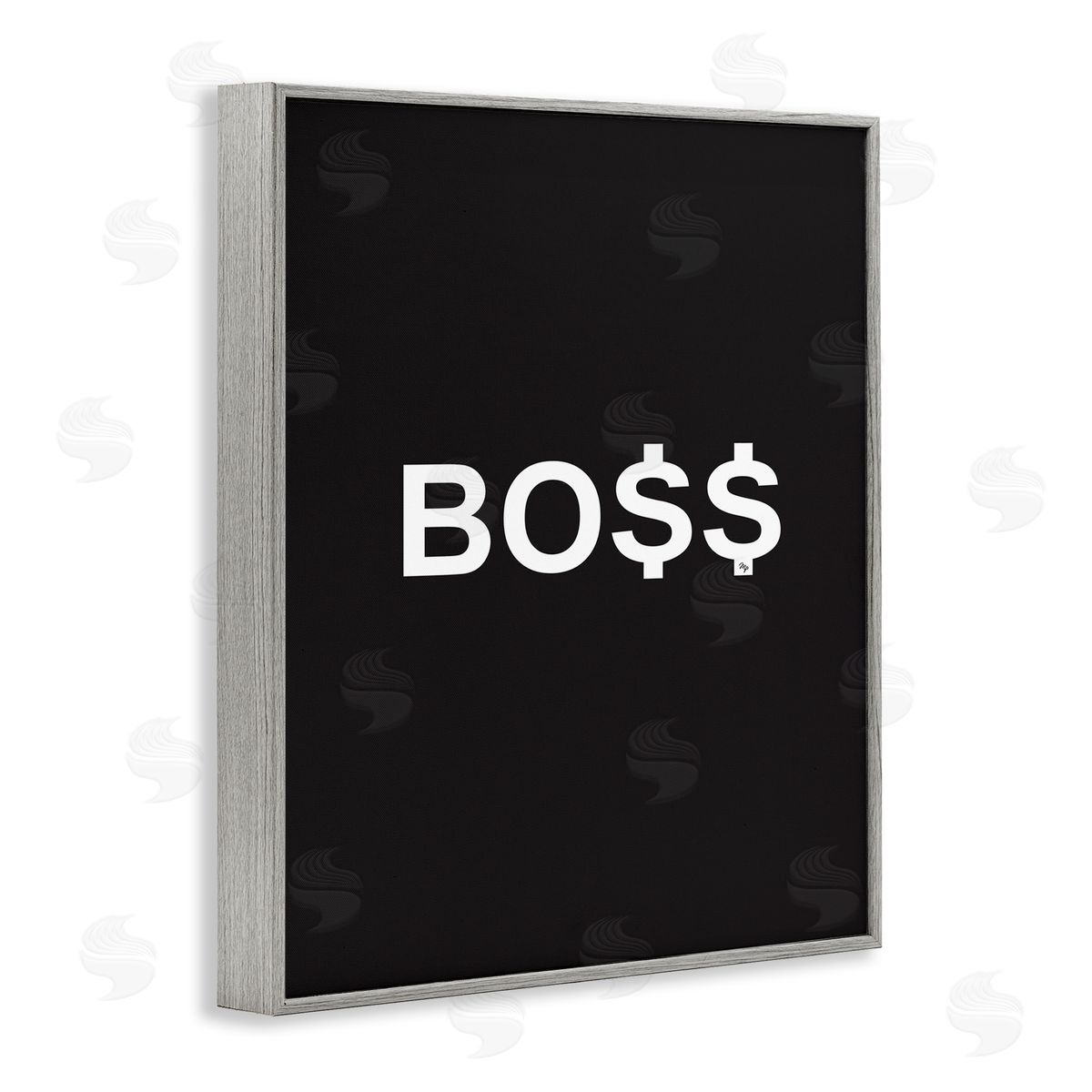 Martina Pavlova Boss Text Dollar Signs Gray Framed Giclee Wall Art