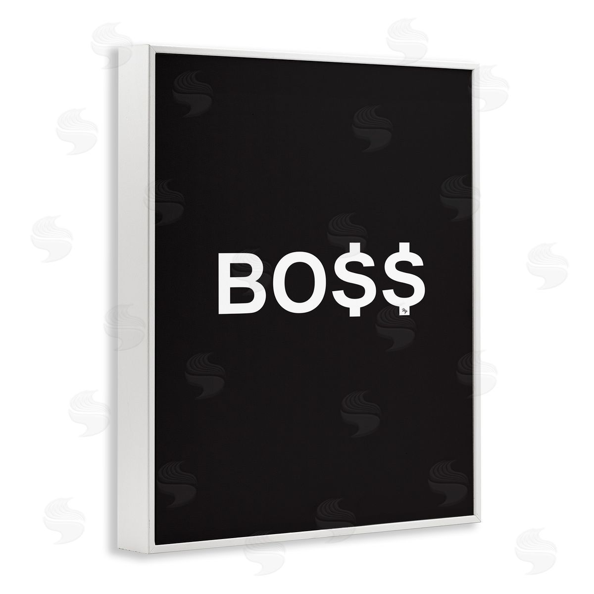 Martina Pavlova Boss Text Dollar Signs White Framed Giclee Wall Art