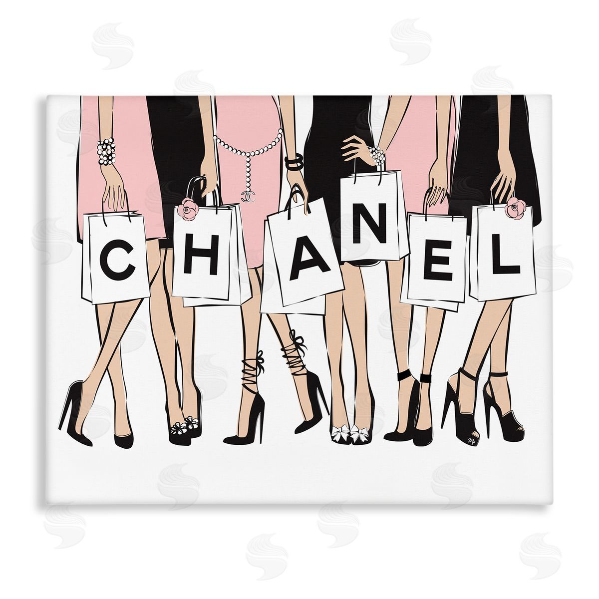 Martina Pavlova Fashionista Shopping Bags Standing Poses Canvas Wall Art