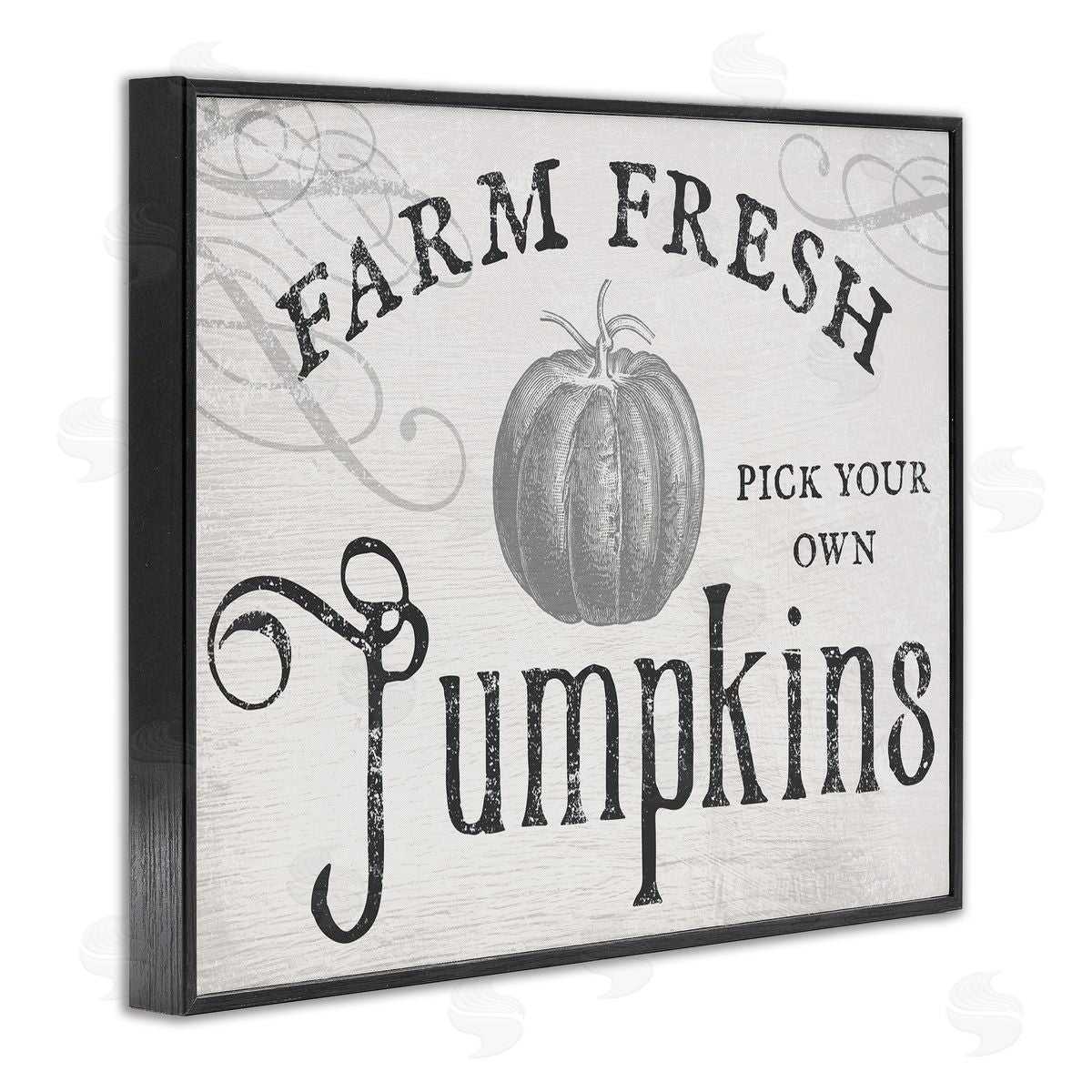Stupell Studio Rustic Farm Fresh Pumpkins Sign Black Framed Giclee Wall Art