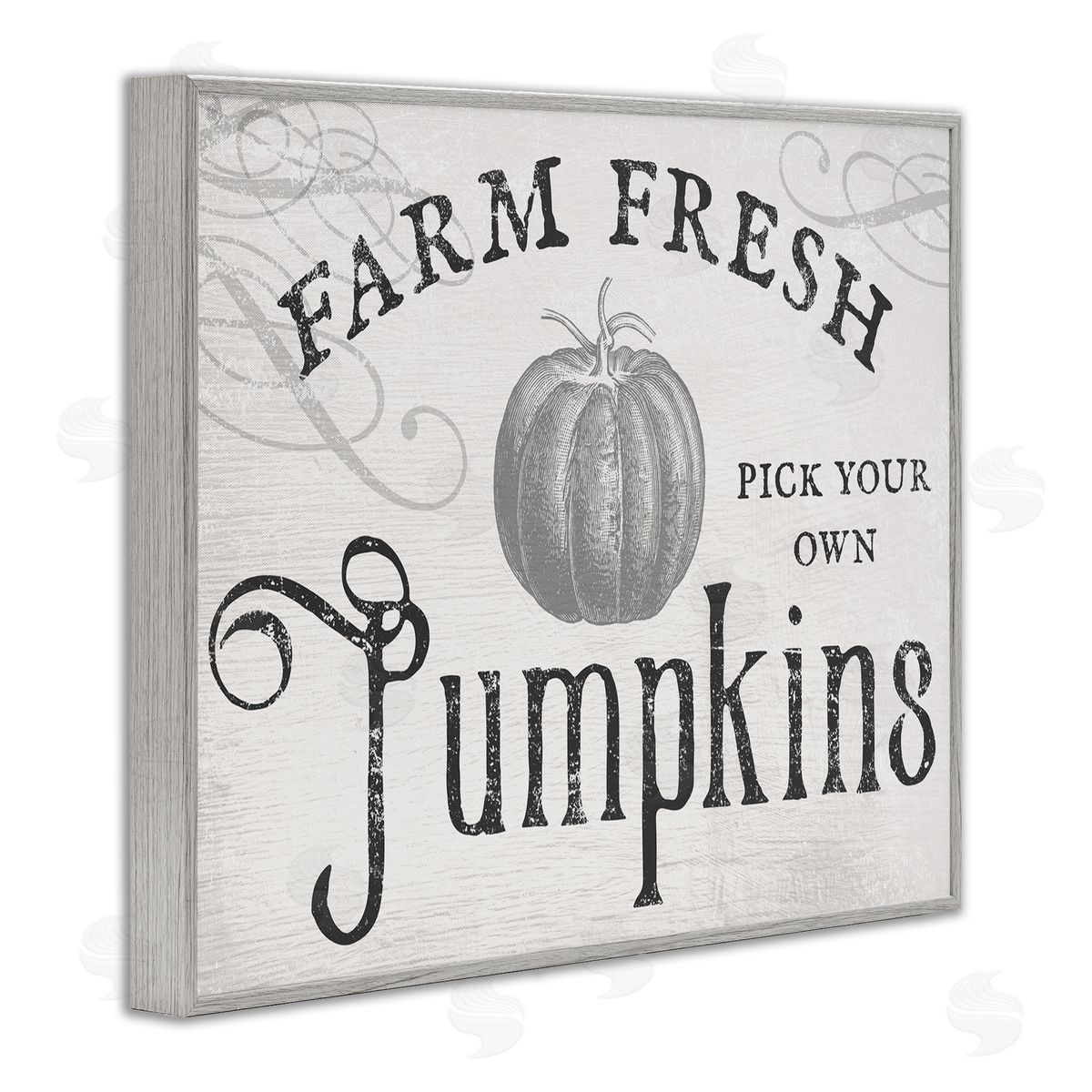 Stupell Studio Rustic Farm Fresh Pumpkins Sign Gray Framed Giclee Wall Art
