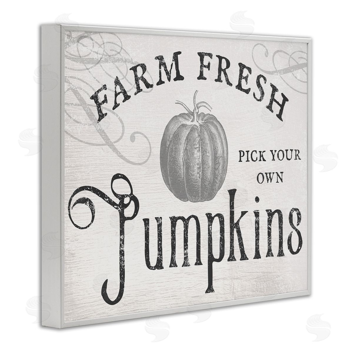 Stupell Studio Rustic Farm Fresh Pumpkins Sign White Framed Giclee Wall Art